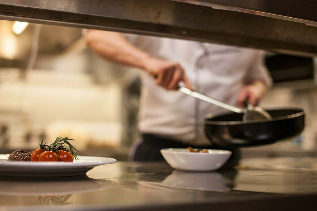 chef creating a dinner