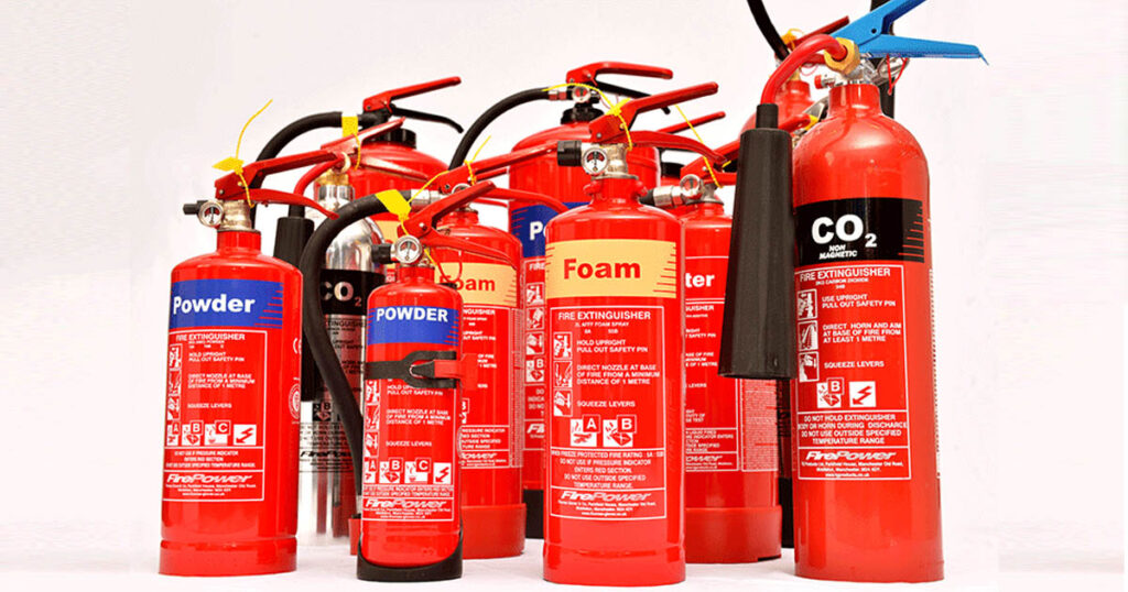 fire extinguishers of many types